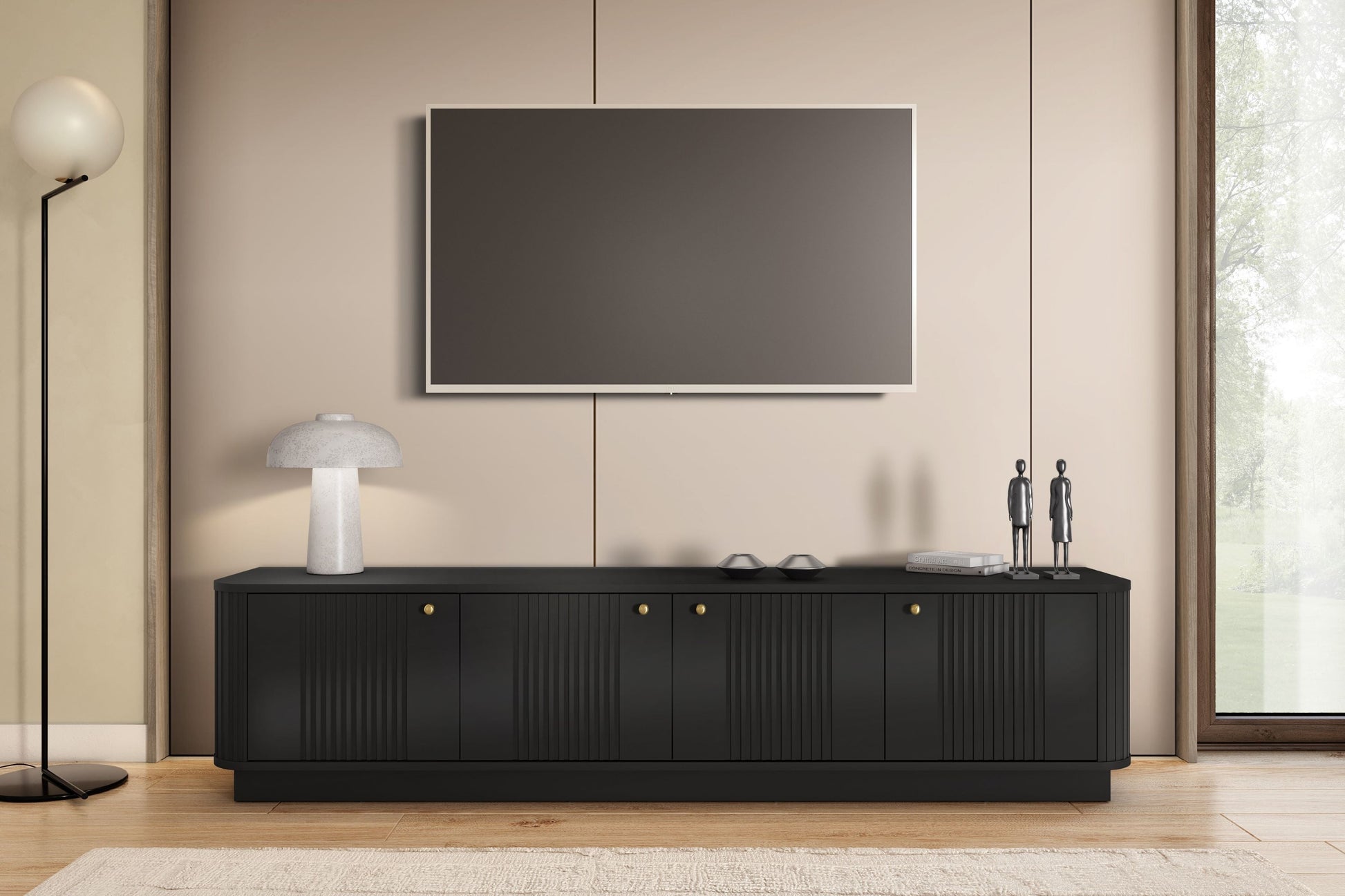 TV skapis Vespa 187/43/38 cm melns/zelts - N1 Home