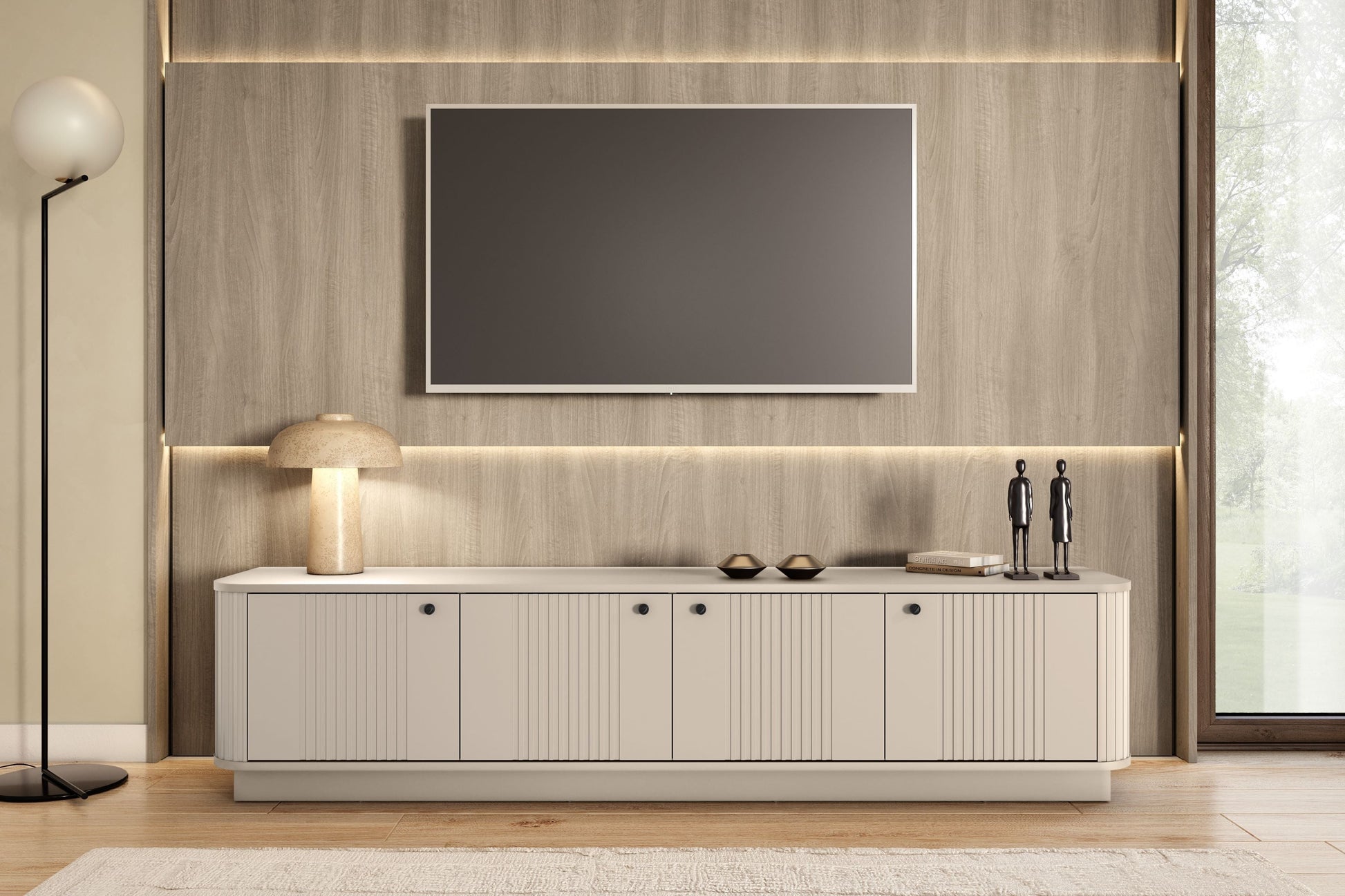 TV skapis Vespa 187/43/38 cm kašmirs/melns - N1 Home