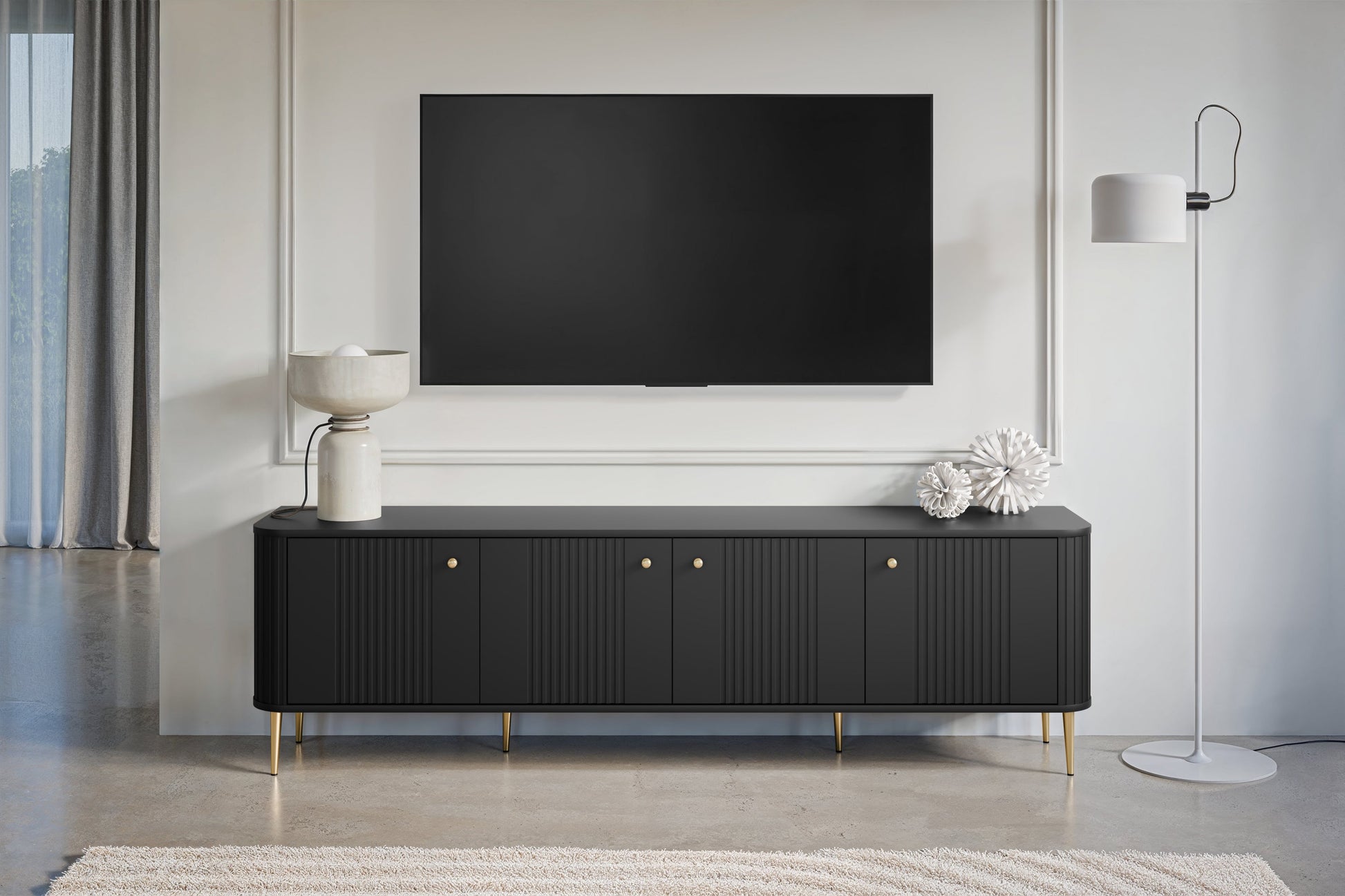 TV skapis Vespa 187/51/38 cm melns/zelts - N1 Home