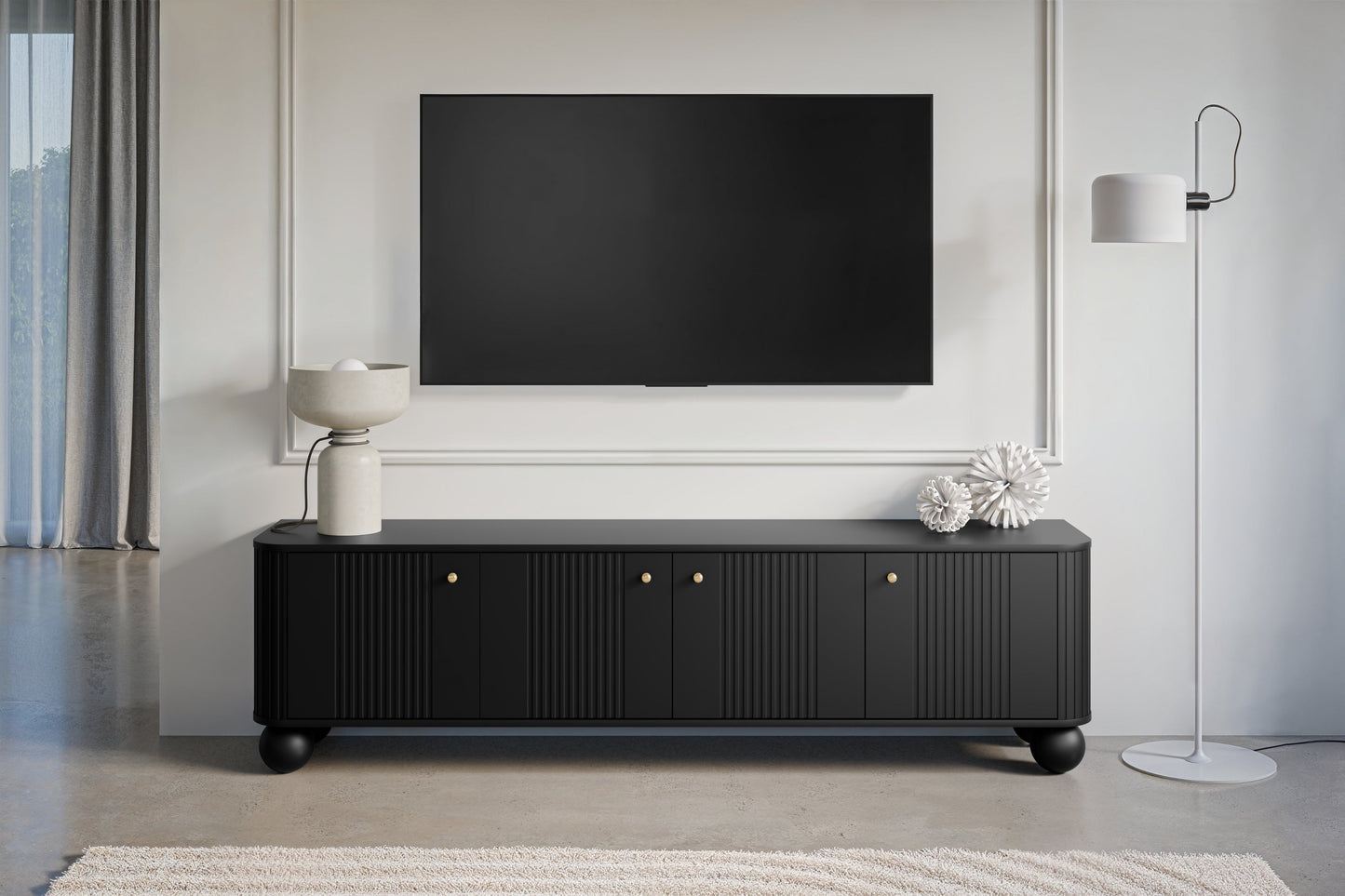 TV skapis Vespa 187/48/38 cm melns/zelts - N1 Home