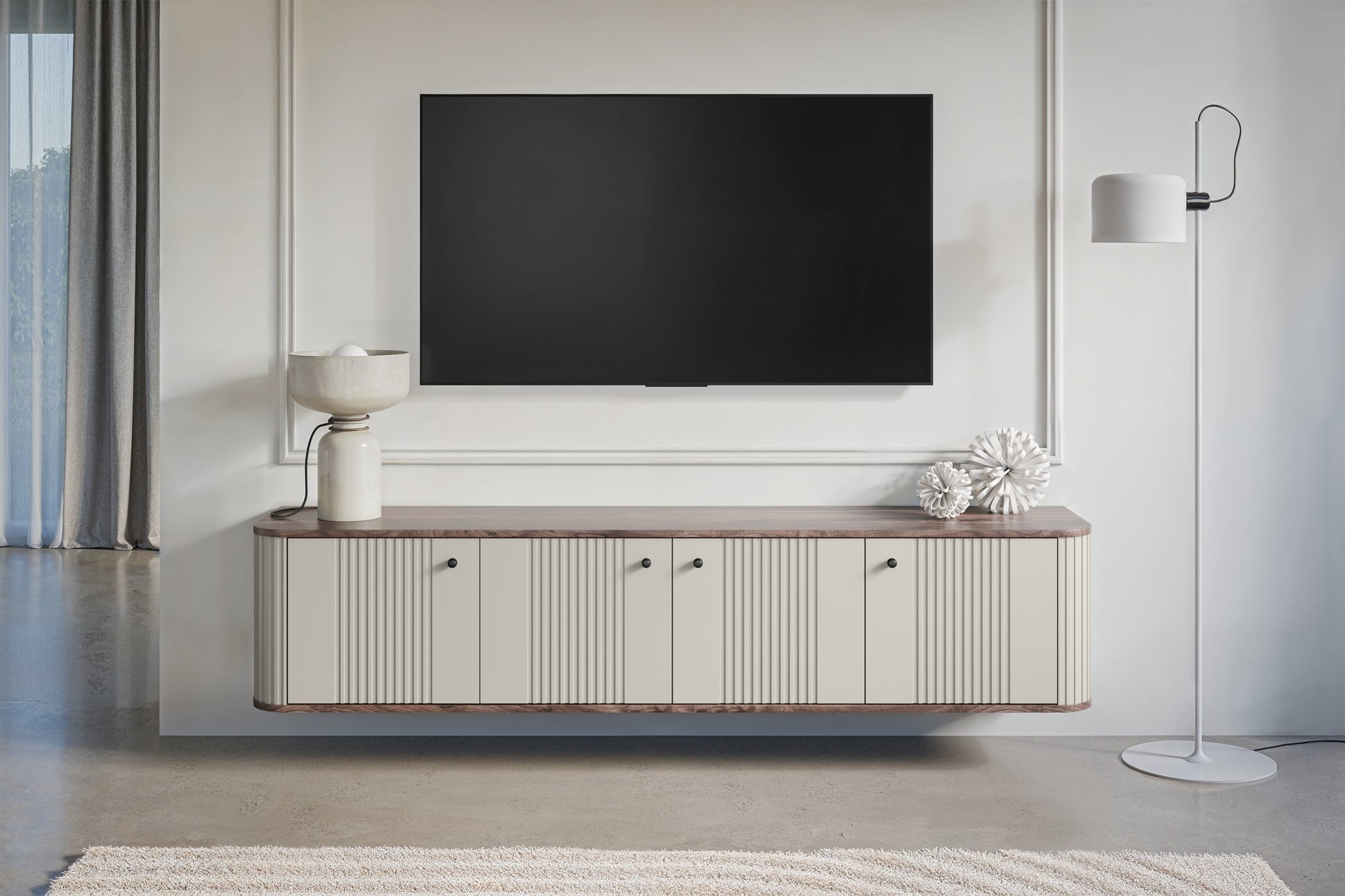 TV skapis Vespa 187/36/38 cm kašmirs/rieksts/melns - N1 Home