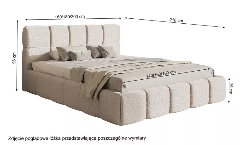 CLOD Mīkstā gulta 140/160/180/200 x 200 cm ar glabātuvi, brūna bukle - N1 Home
