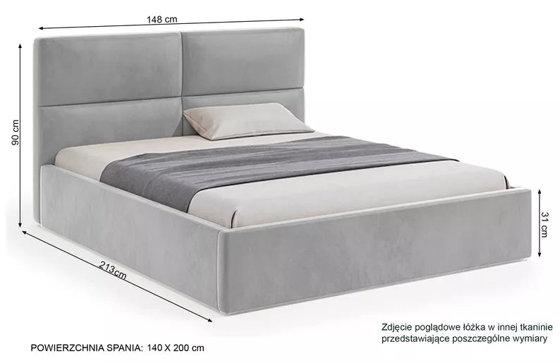 MAHEL Polsterēta gulta 140/160/180x200 cm ar glabātuvi, melns samts - N1 Home