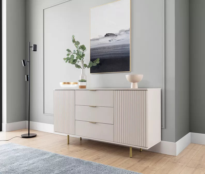 BLAZKA Divdurvju kumode, 150 cm, ar trim atvilktnēm, kašmira lameles - N1 Home