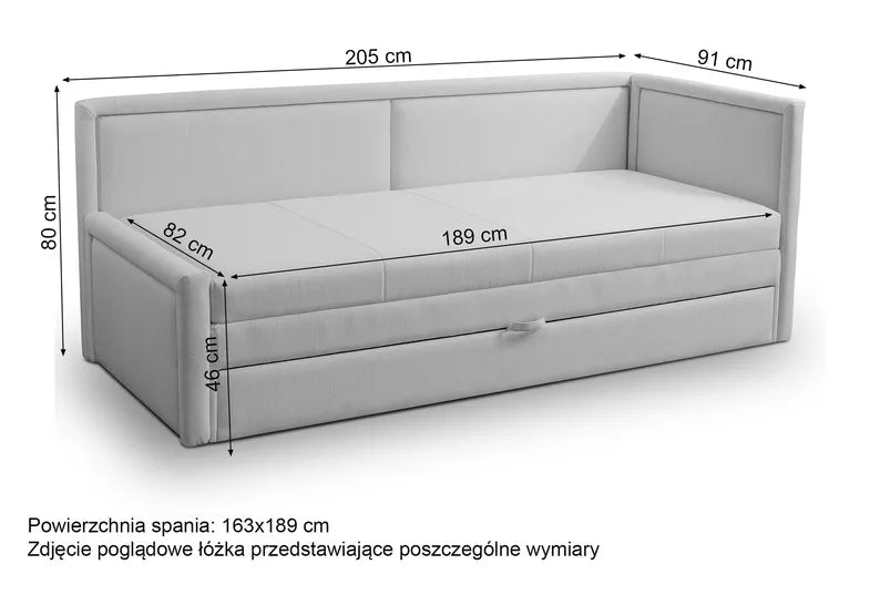 RILI Jauniešu gulta ar konteineru, gaiši pelēka, universāla bize - N1 Home