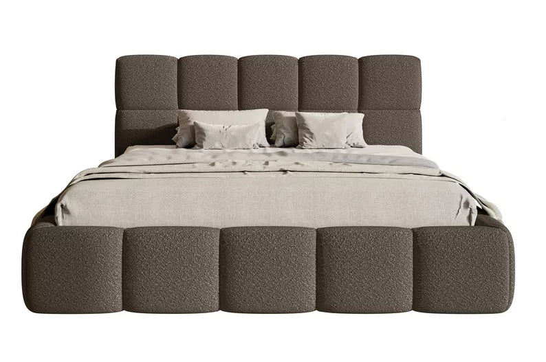 CLOD Mīkstā gulta 140/160/180/200 x 200 cm ar glabātuvi, brūna bukle - N1 Home