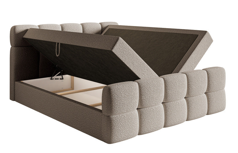 CLOD Kontinentālā gulta 140/160/180x200 cm ar konteineriem, pelēka un smilškrāsa - N1 Home