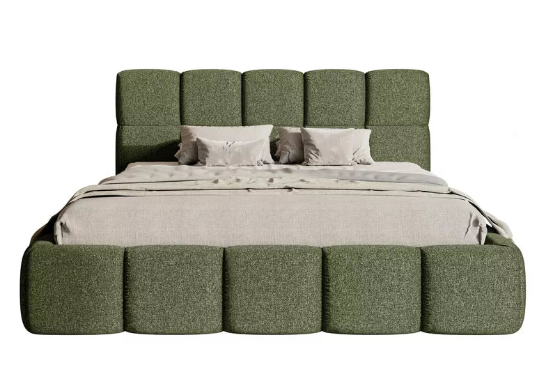 CLOD Mīkstā gulta 140/160/180/200 x 200 cm ar glabātuvi, olīvu hidrofobs šenils - N1 Home
