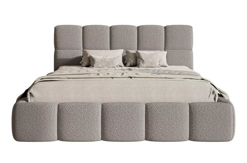 CLOD Mīkstā gulta  140/160/180/200 x 200 cm ar glabātuvi, pelēka bukle - N1 Home
