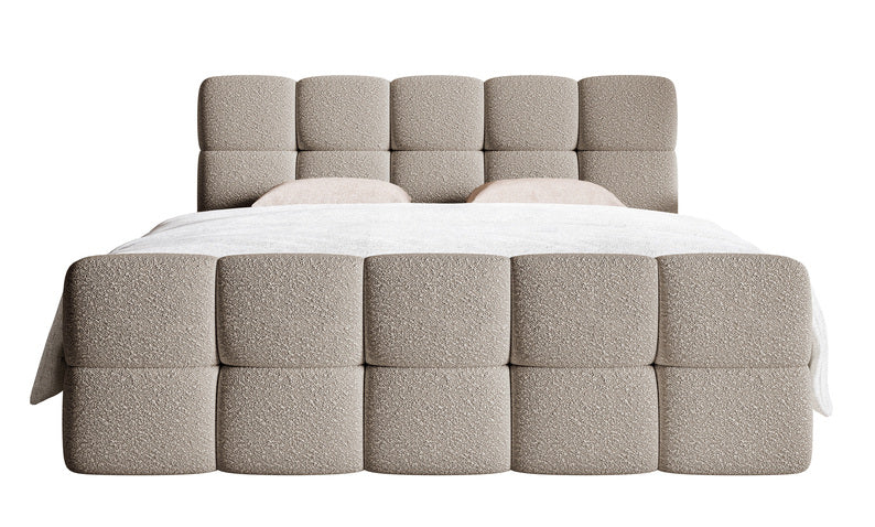 CLOD Kontinentālā gulta 140/160/180x200 cm ar konteineriem, pelēka un smilškrāsa - N1 Home