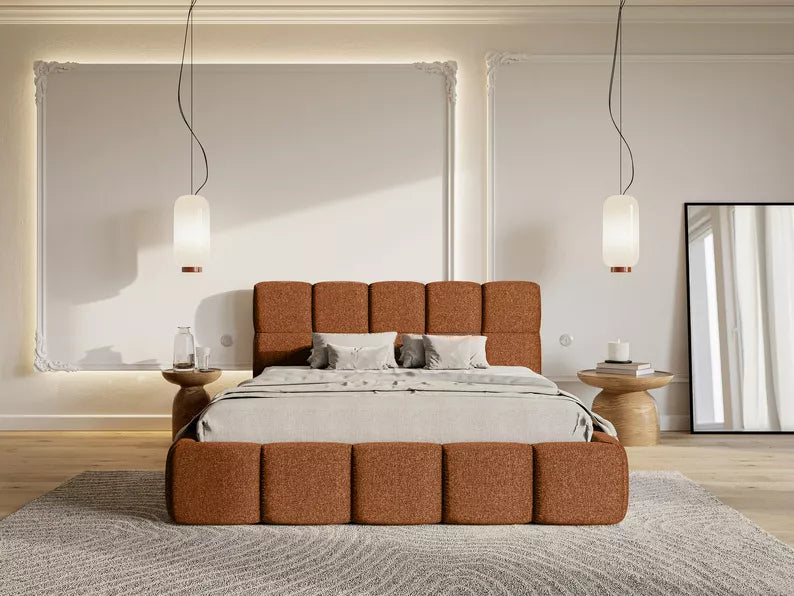 CLOD Mīkstā gulta 140/160/180/200 x 200 cm ar glabātuvi, varš hidrofobs šenils - N1 Home