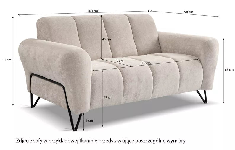 LAREVO Divvietīgs dīvāns, krēmkrāsas šenila - N1 Home