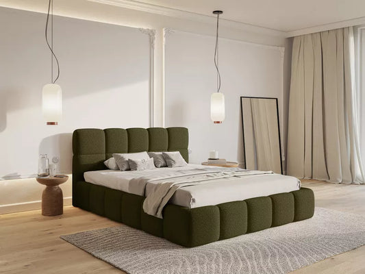 CLOD Mīkstā gulta  140/160/180/200 x 200 cm ar glabātuvi, olīvu bukle - N1 Home