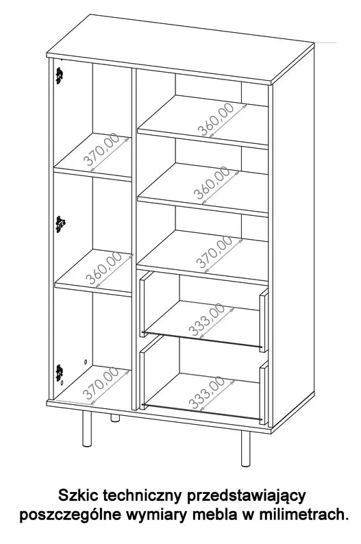 BLAZKA Grāmatu skapis, 80 cm, viendurvis, ar divām atvilktnēm, kašmira lameles - N1 Home