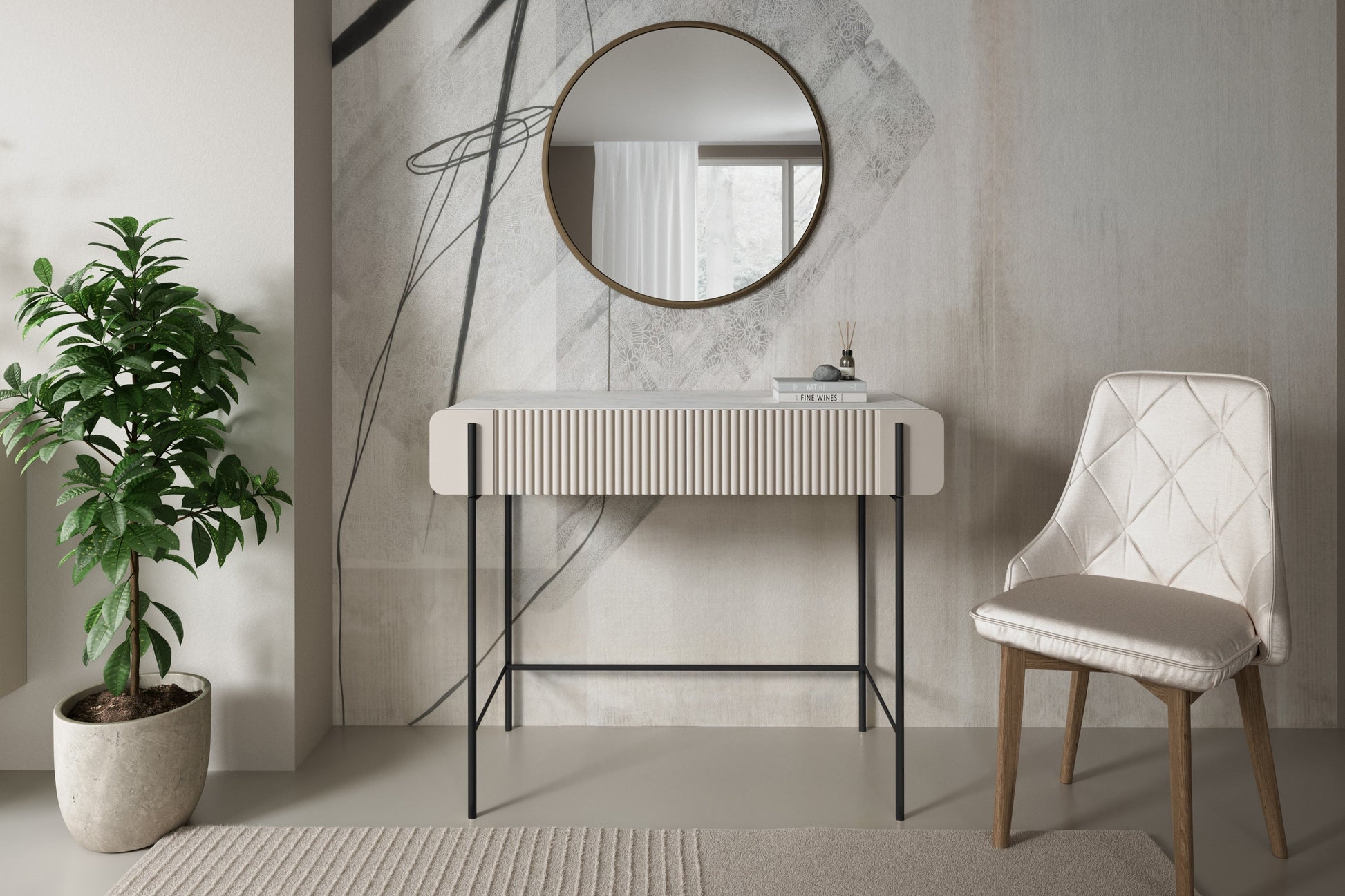 Konsole Dersi 100/85/42 cm kašmirs/melns - N1 Home