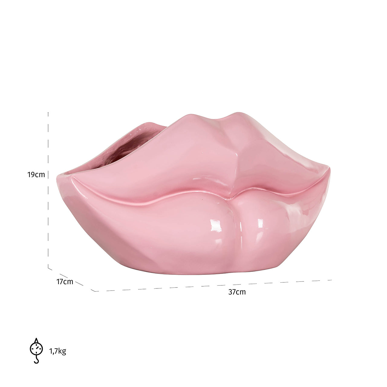 Vāze Richmond Interiors Lippo 19/37/17 cm pink - N1 Home