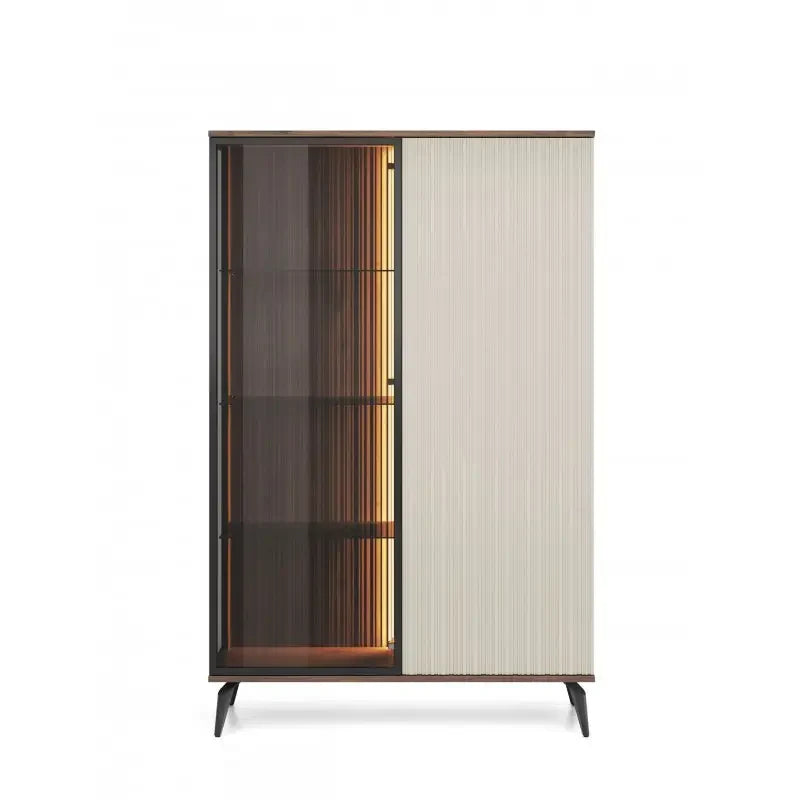 Vitrīnas skapis Vic 105/39,5/167 cm kašmirs/rieksts - N1 Home