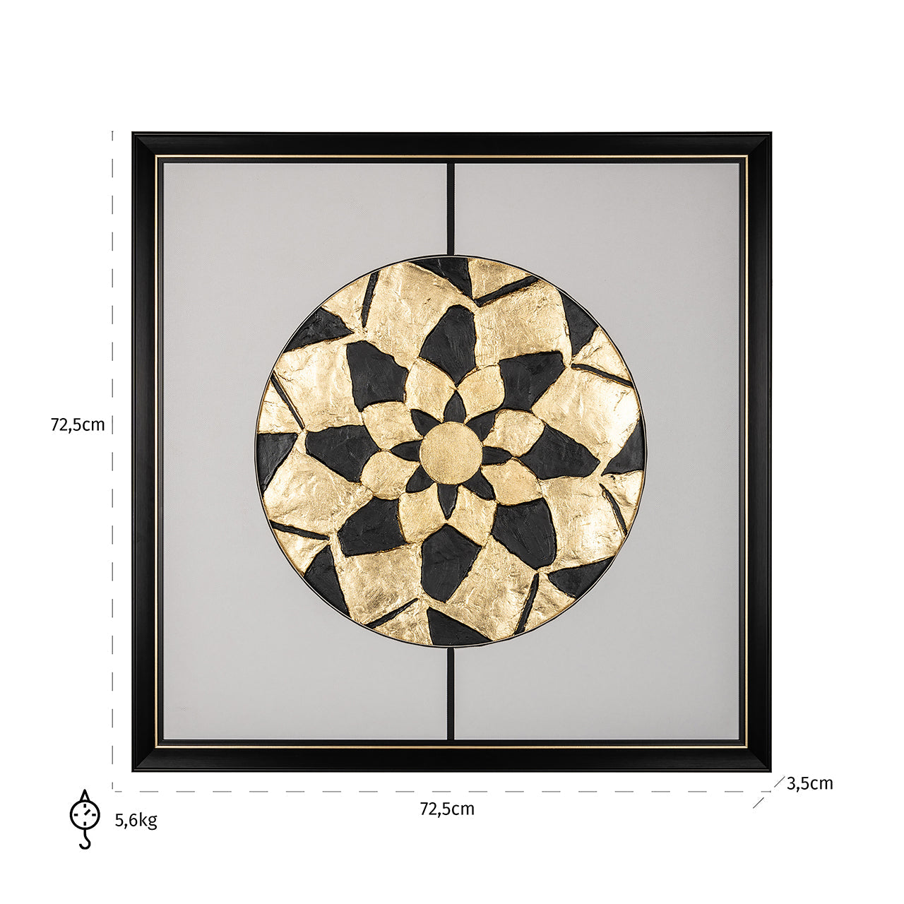 Sienas māksla Richmond Interiors Sun 73/73 cm melns/zelts - N1 Home