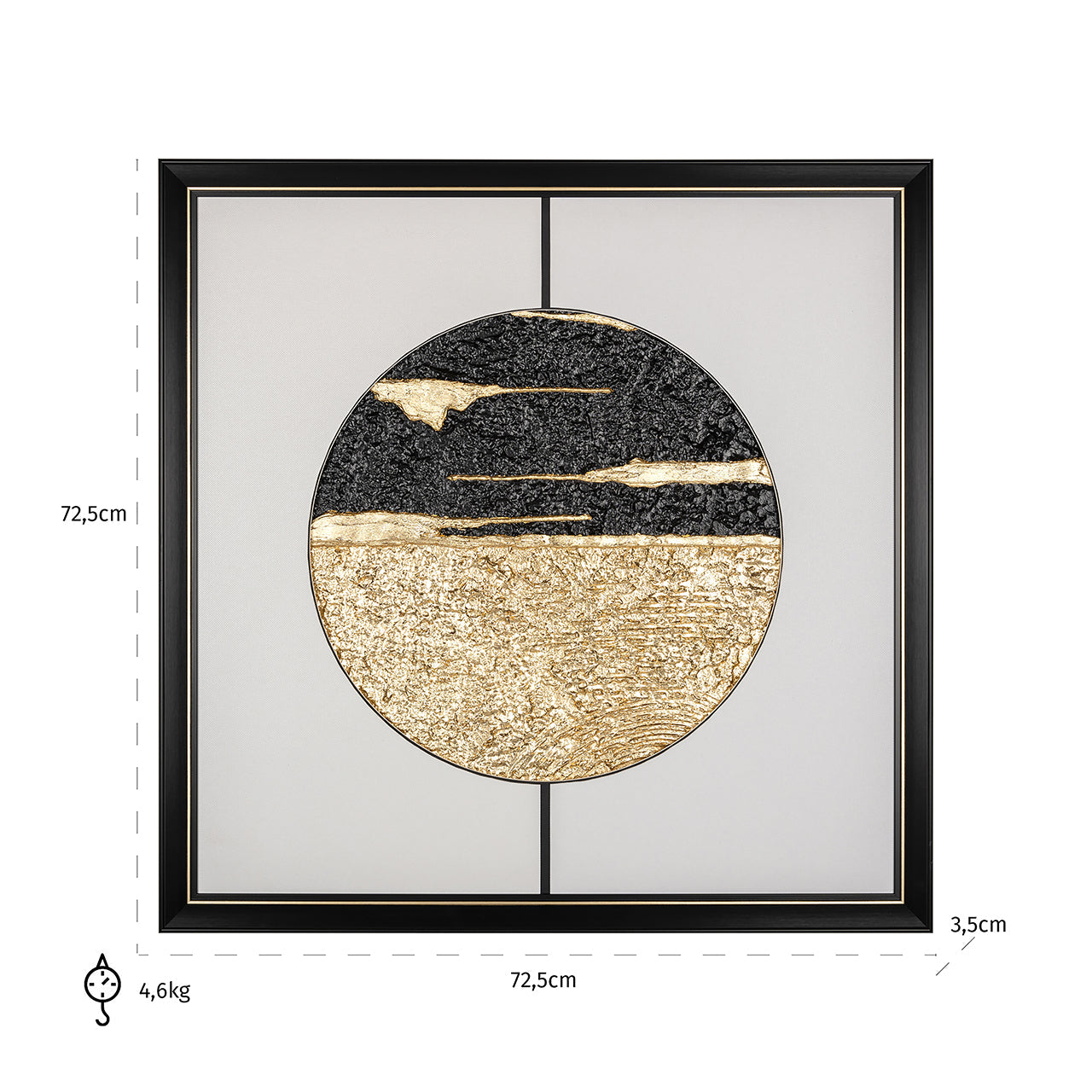 Sienas māksla Richmond Interiors Moon 73/73 cm melns/zelts - N1 Home