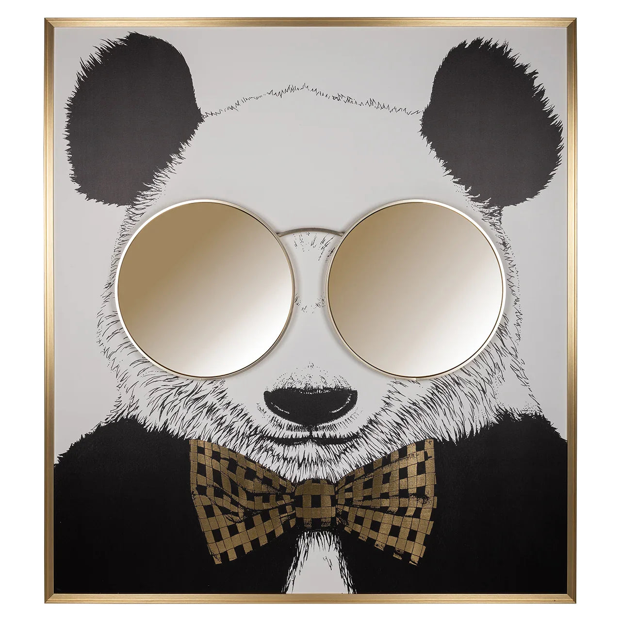 Sienas māksla Richmond Interiors Spīdīga Panda 130/118 cm melns/zelts - N1 Home
