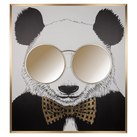 Sienas māksla Richmond Interiors Spīdīga Panda 130/118 cm melns/zelts - N1 Home