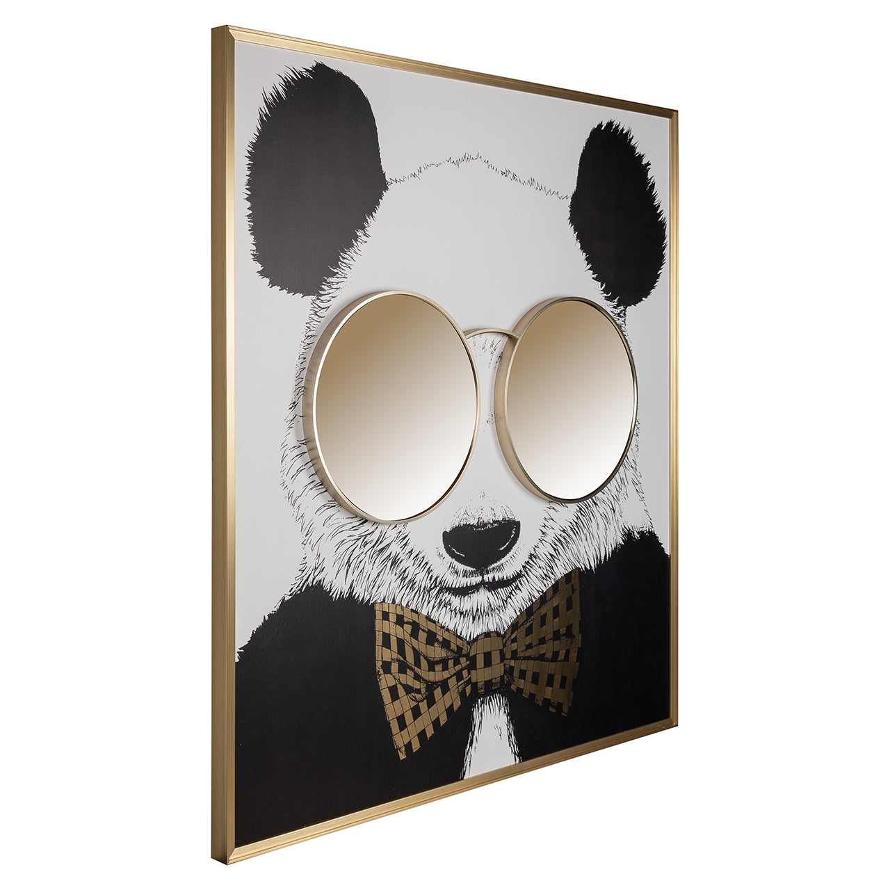 Sienas māksla Richmond Interiors Spīdīga Panda 130/118 cm melns/zelts - N1 Home