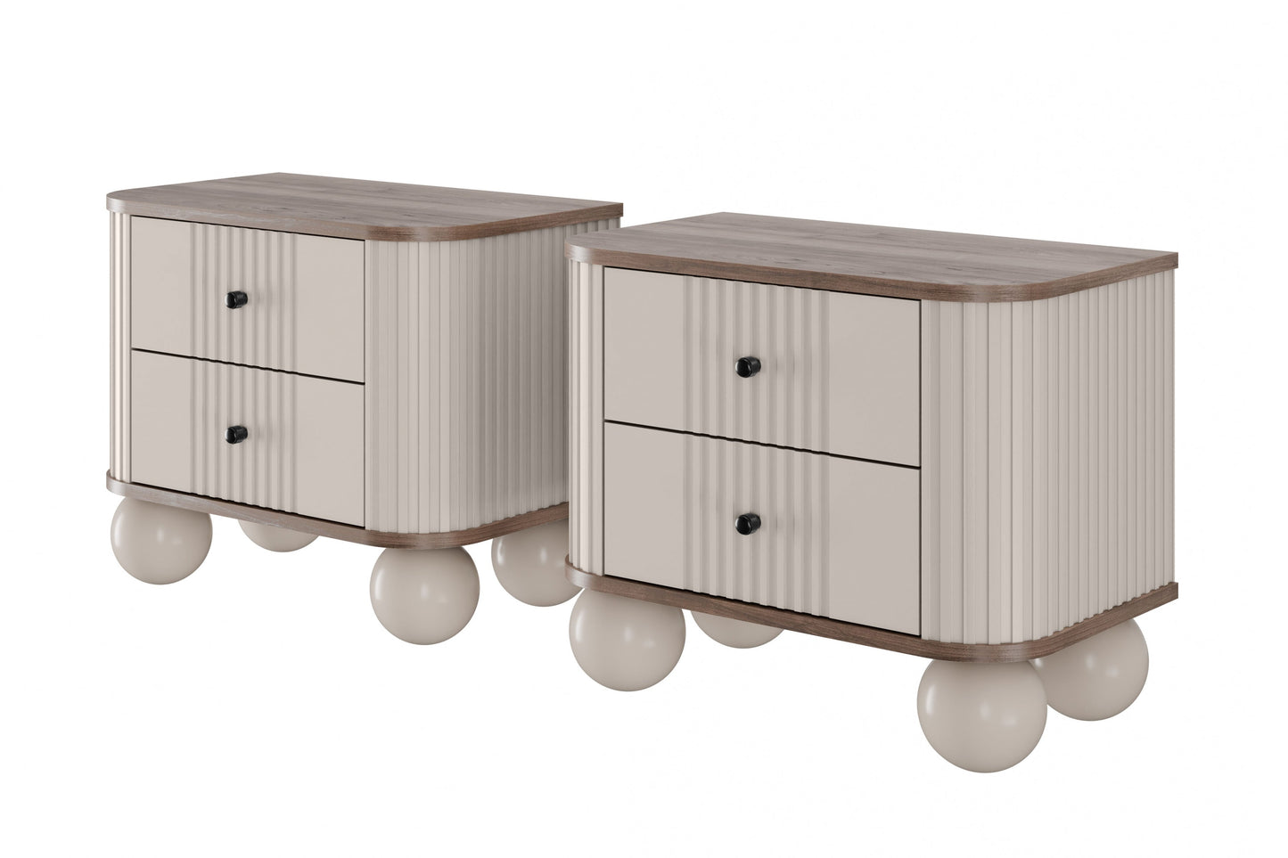 Naktsskapītis (2) Vespa 56/48/38 cm kašmirs/rieksts/melns - N1 Home