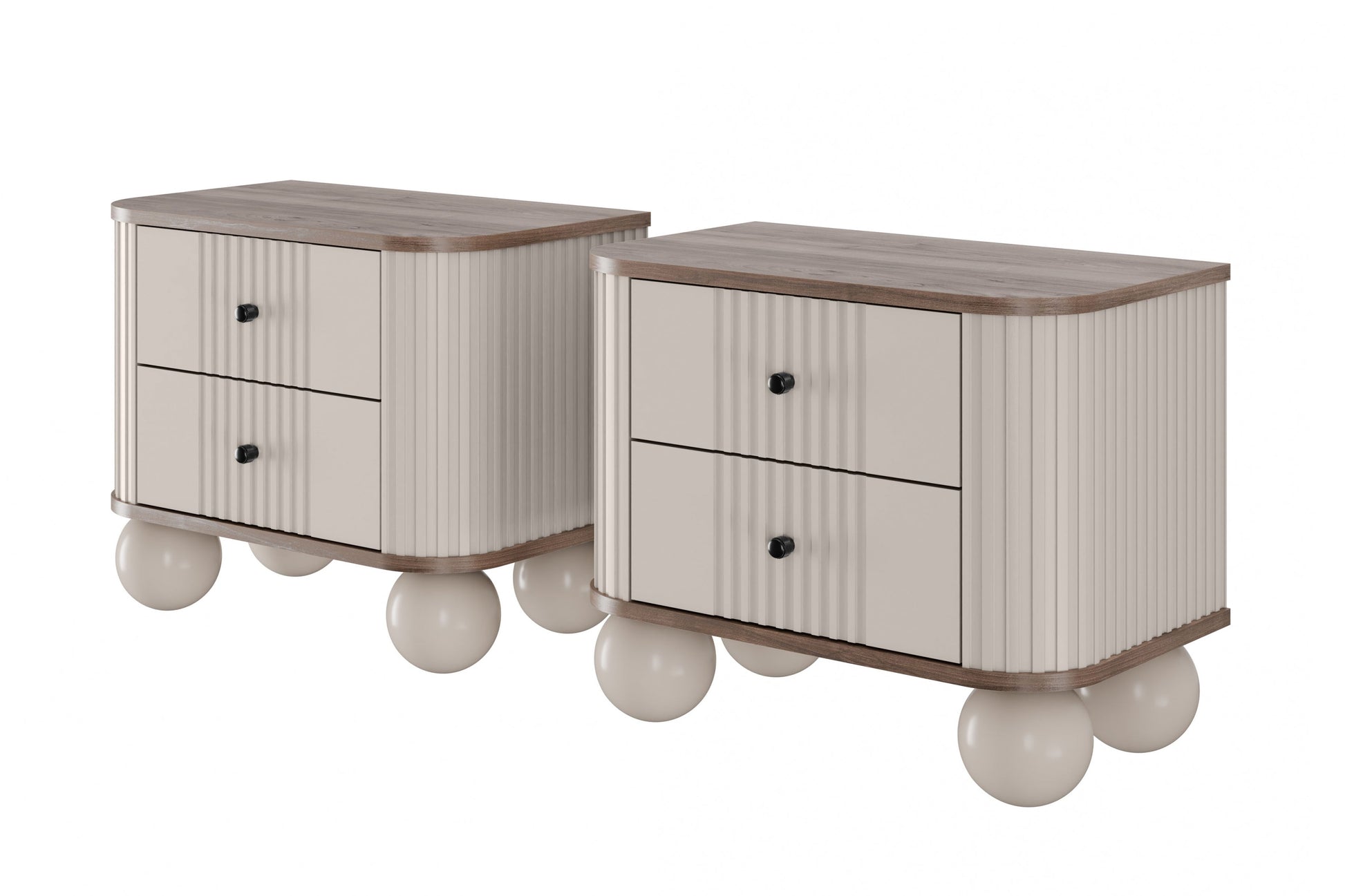 Naktsskapītis (2) Vespa 56/48/38 cm kašmirs/rieksts/melns - N1 Home